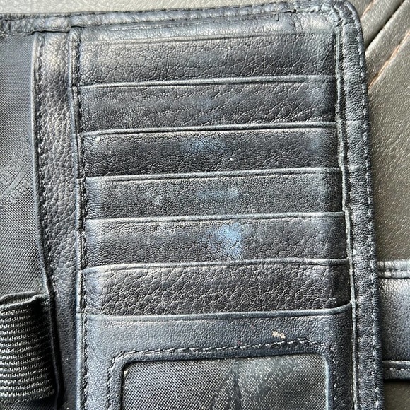 Fossil | Black Leather Checkbook Holder Wallet Change Purse - Picture 6 of 9